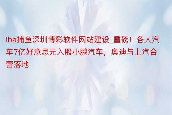 iba捕鱼深圳博彩软件网站建设_重磅！各人汽车7亿好意思元入股小鹏汽车，奥迪与上汽合营落地