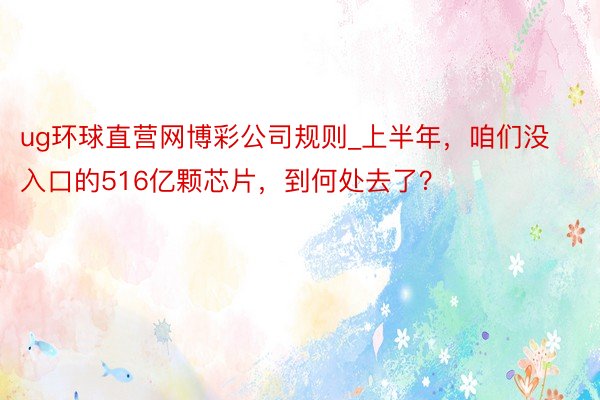 ug环球直营网博彩公司规则_上半年，咱们没入口的516亿颗芯片，到何处去了？
