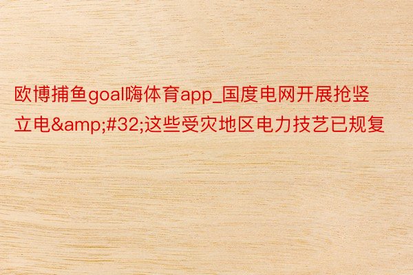 欧博捕鱼goal嗨体育app_国度电网开展抢竖立电&#32;这些受灾地区电力技艺已规复