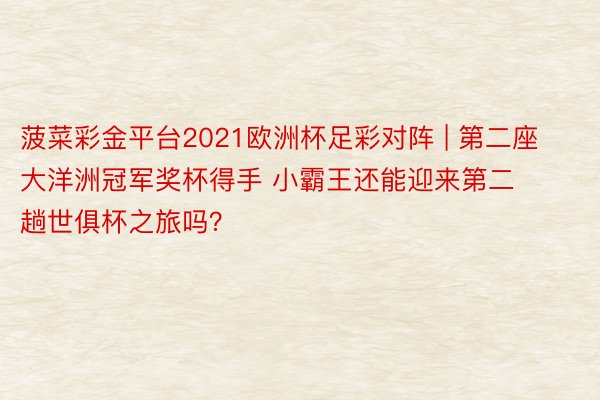 菠菜彩金平台2021欧洲杯足彩对阵 | 第二座大洋洲冠军奖杯得手 小霸王还能迎来第二趟世俱杯之旅吗？